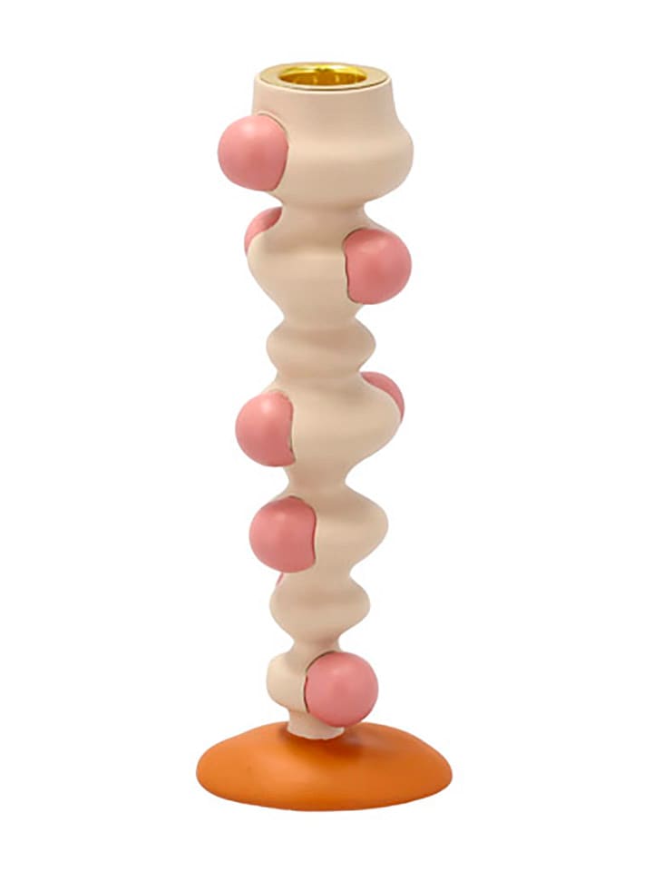 Villa Collection Świecznik "Styles" w kolorze kremowo-jasnoróżowym - wys. 18 cm rozmiar: onesize