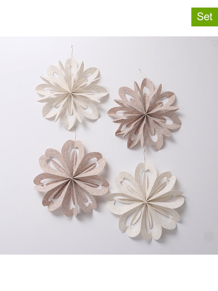 Boltze Zawieszki dekoracyjne (4 szt.) "Kassio" w kolorze kremowo-beżowym - wys. 6 cm rozmiar: onesize