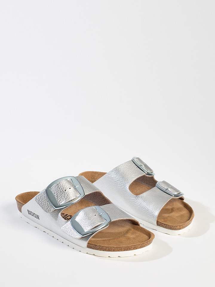 BACKSUN Klapki "Londrina" w kolorze srebrnym rozmiar: 41