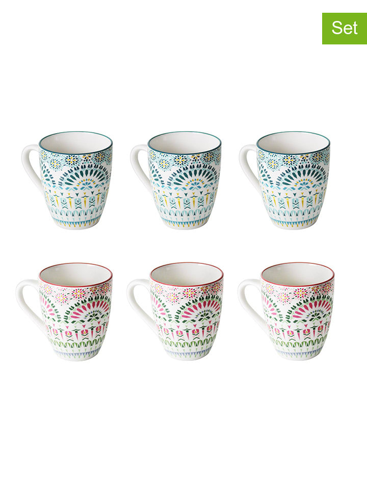 Ard'time Kubki (6 szt.) "Mandala" w kolorze błękitno-różowym - 340 ml rozmiar: onesize