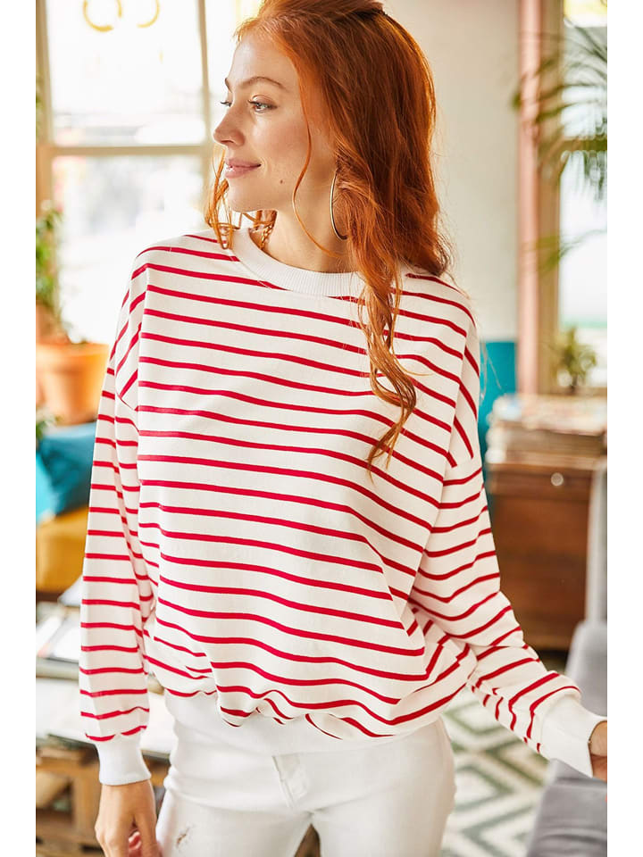 Olalook Bluza w kolorze biało-czerwonym rozmiar: L