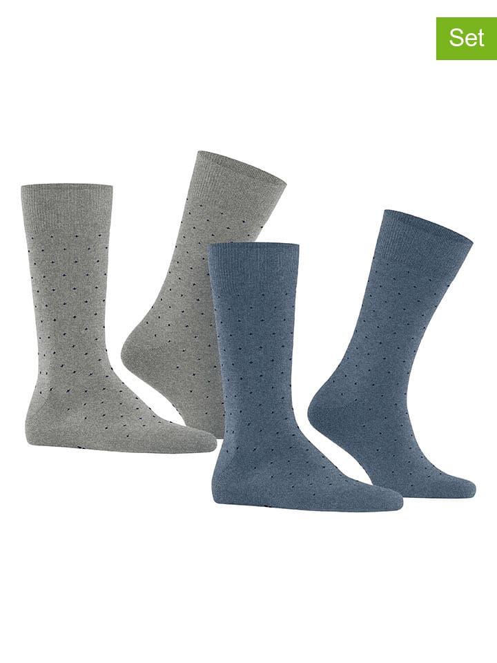 ESPRIT Skarpety (2 pary) "Fine Dot" w kolorze szaro-niebieskim rozmiar: 43-46