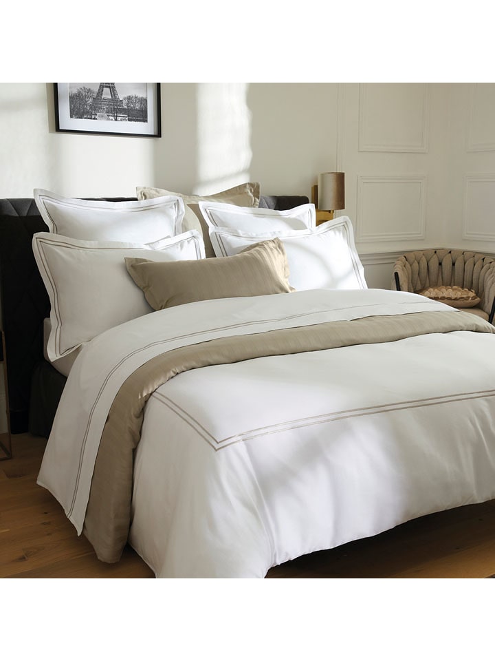 maison héritage PARIS Komplet pościeli satynowej "Paris" w kolorze biało-szarobrązowym rozmiar: 240x220 cm
