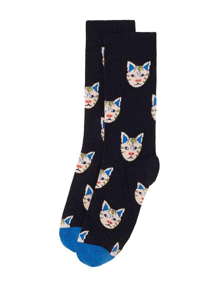 Happy Socks Skarpety "Cat" w kolorze niebiesko-czarnym rozmiar: 36-40
