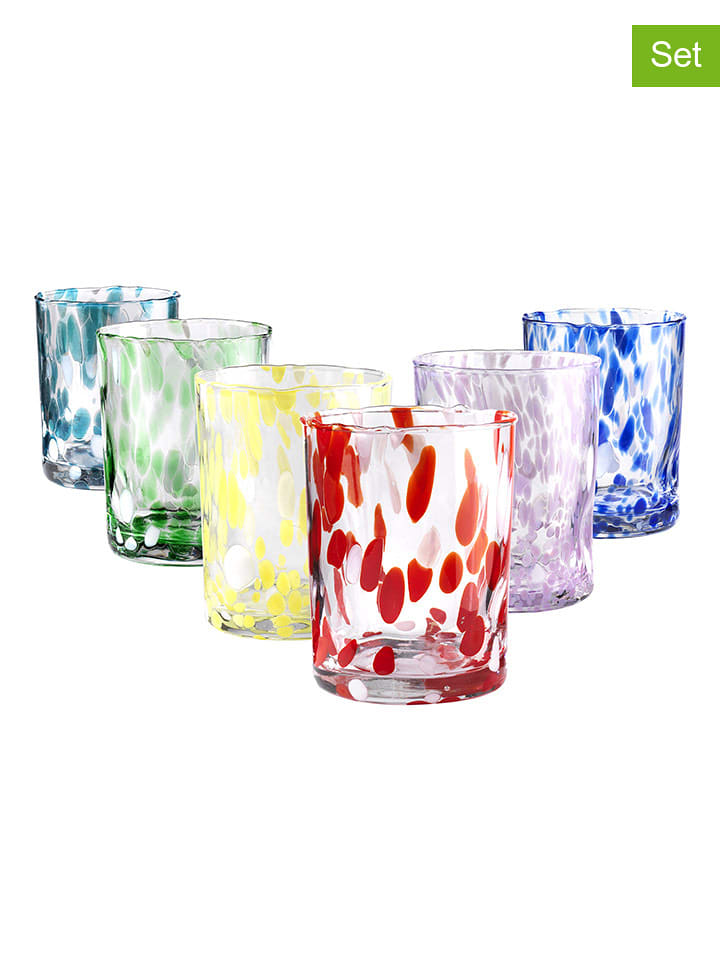 Onlylux Szklanki (6 szt.) "Carnaval" ze wzorem - wys. 10 cm rozmiar: onesize