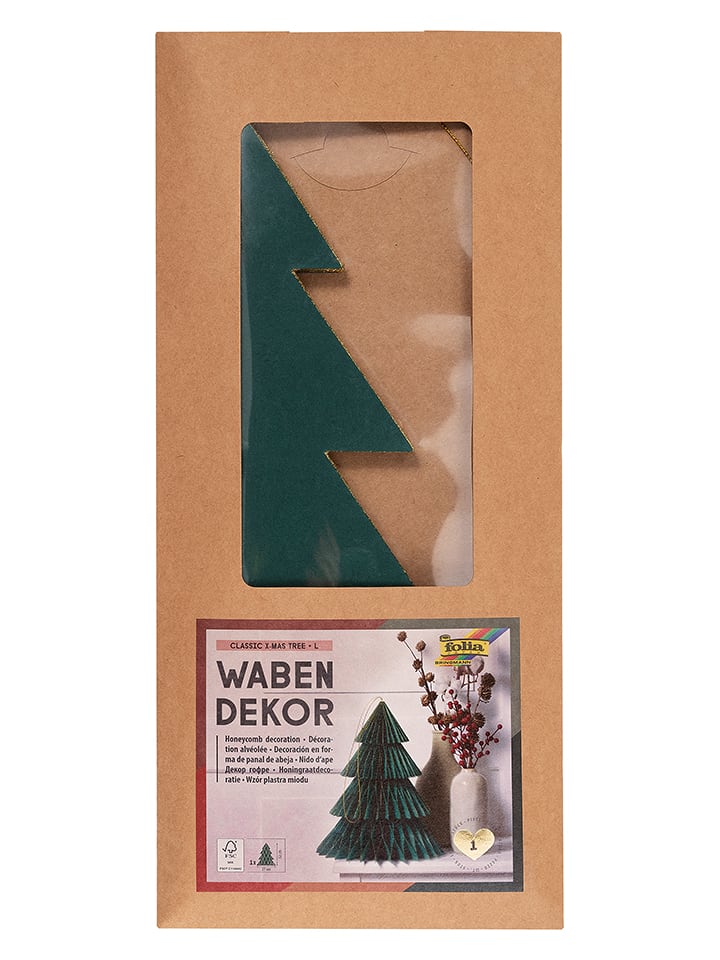 folia PAPER Dekoracja "Classic Xmas Tree" w kolorze ciemnozielonym - wys. 32 cm rozmiar: onesize