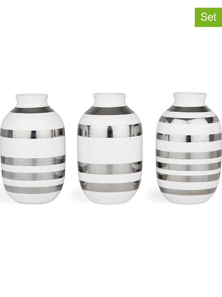 Kähler Wazony (3 szt.) "Omaggio" w kolorze biało-srebrnym - wys. 8 cm rozmiar: onesize