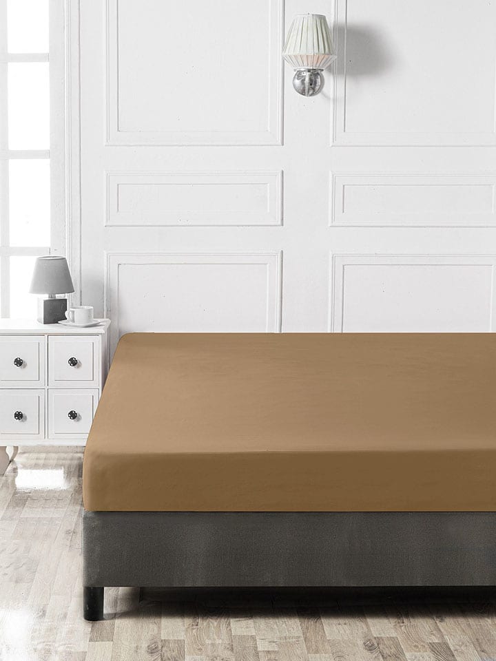 Elizabed Prześcieradło renforcé w kolorze jasnobrązowym na gumce rozmiar: 140x200 cm