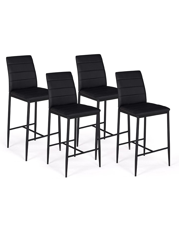 IDOMYA Factory Hockery barowe (4 szt.) "Regilux" w kolorze czarnym - 43 x 100 x 52 cm rozmiar: onesize