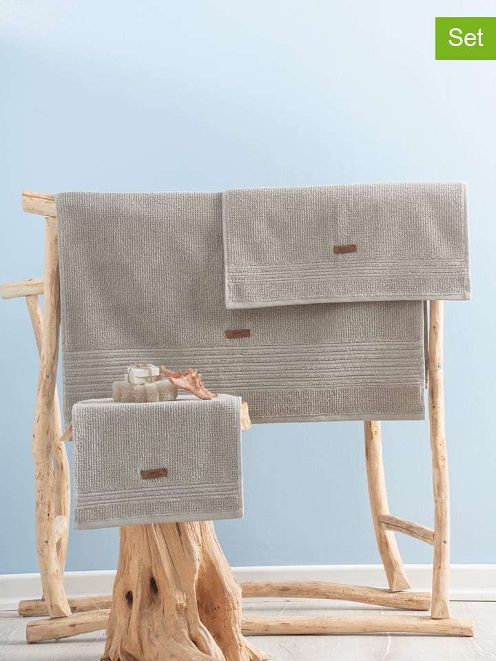 Colourful Cotton 3-częściowy zestaw ręczników w kolorze beżowym rozmiar: onesize