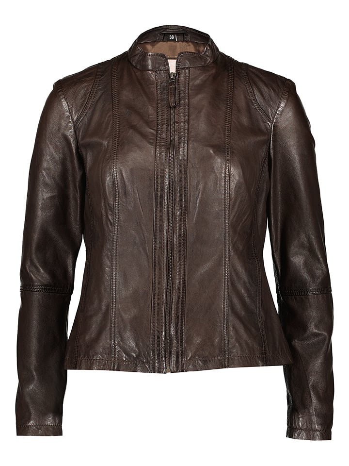 Caminari Skórzana kurtka "Alero" w kolorze ciemnobrązowym rozmiar: 46