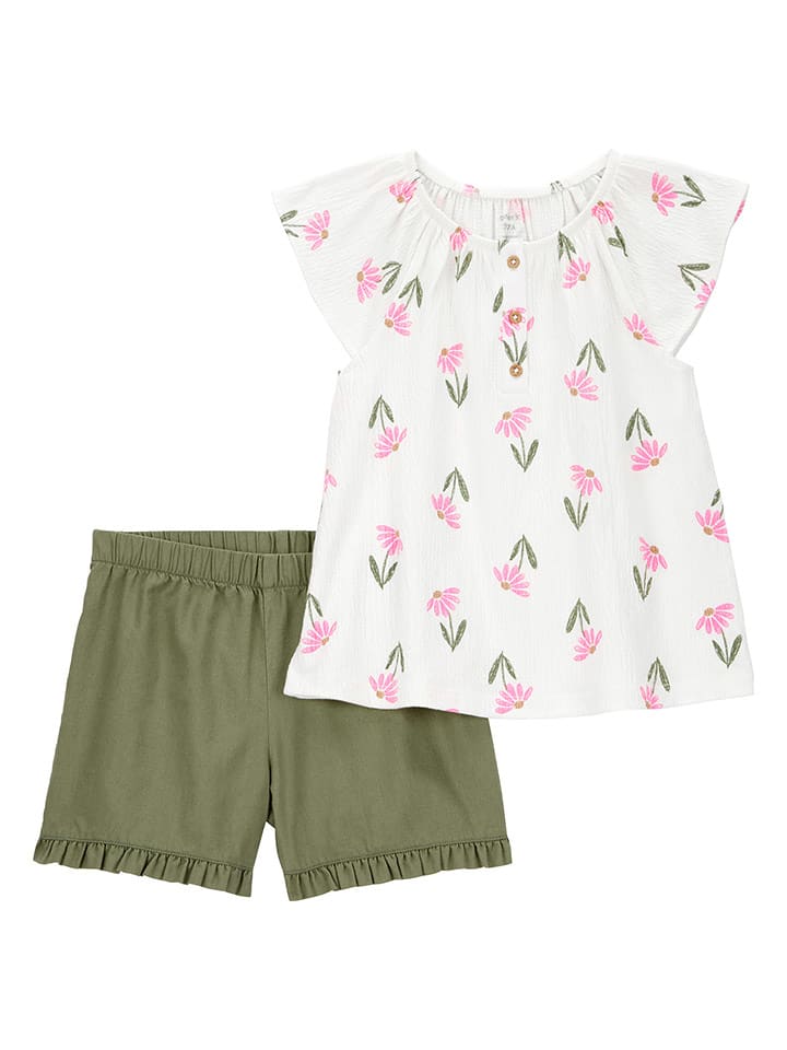 carter's 2-częściowy zestaw w kolorze biało-oliwkowym rozmiar: 116/122