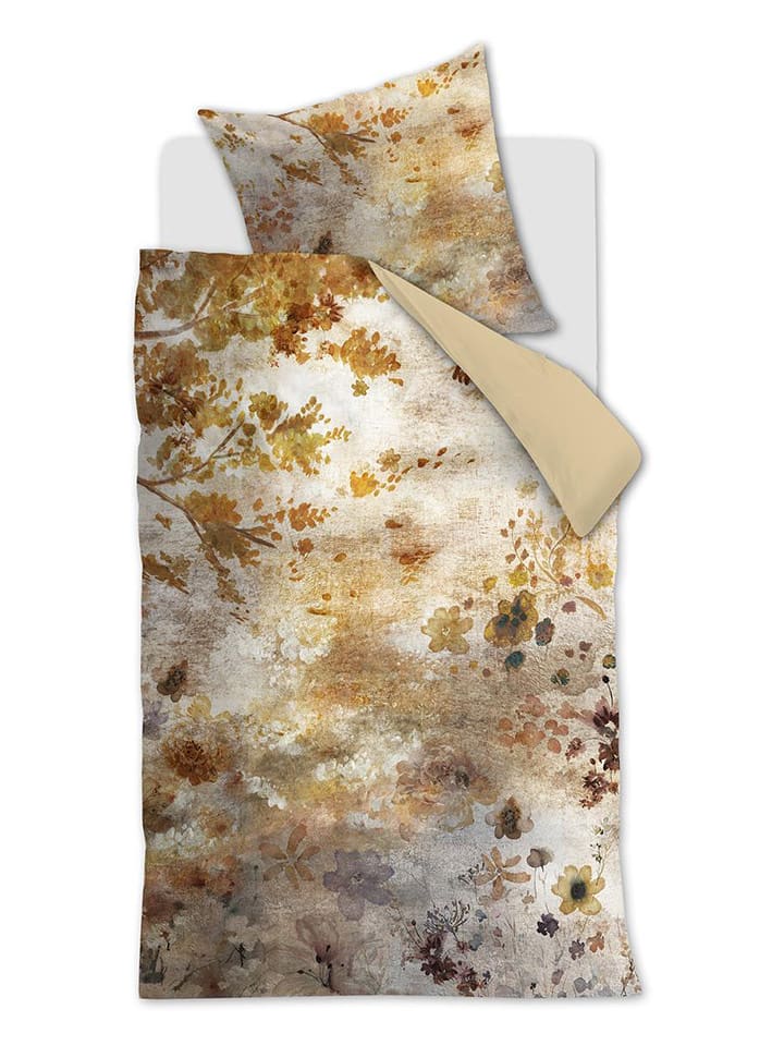 Beddinghouse Komplet pościeli satynowej "The Ivy" w kolorze beżowym rozmiar: 135x200 cm