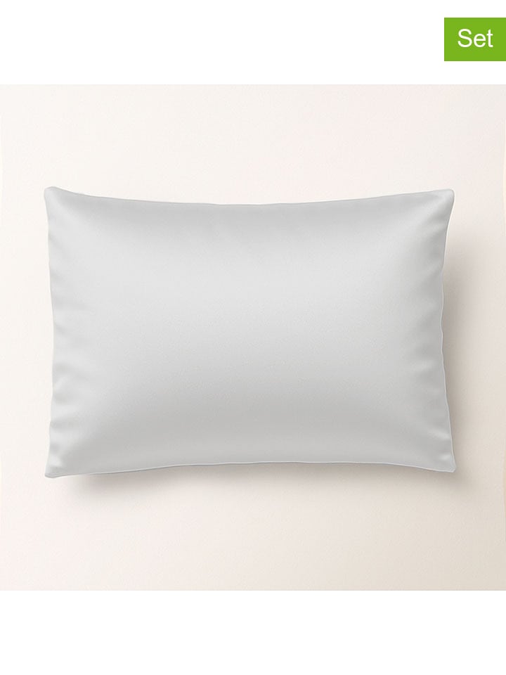 Pierre Cardin Satynowe poszewki (2 szt.) "Iris" w kolorze szarym na poduszkę rozmiar: 50x80 cm