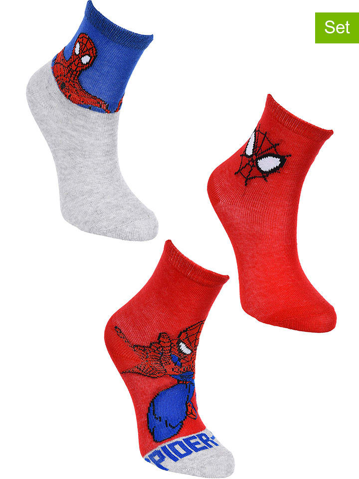 Spiderman Skarpety (3 pary) "Spider-Man" w kolorze czerwono-szarym rozmiar: 31-34