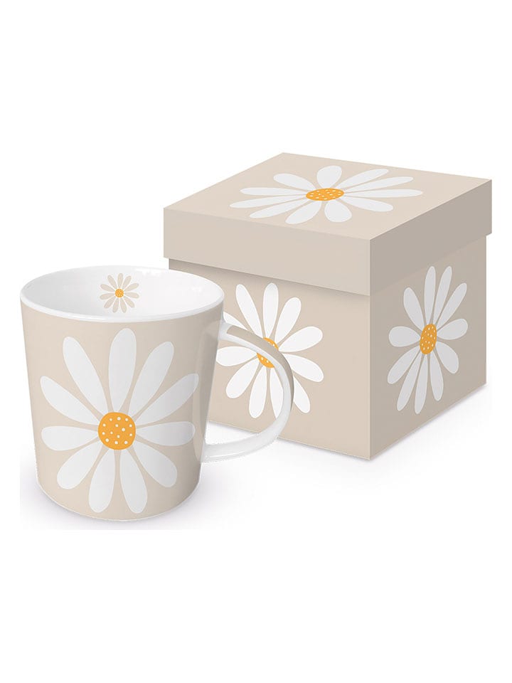 ppd Kubek jumbo "Happy Flower" w kolorze beżowym - 400 ml rozmiar: onesize