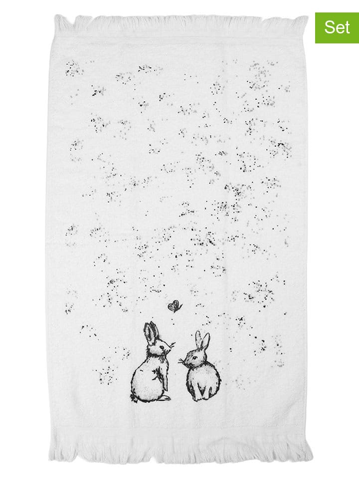 Clayre & Eef Ręczniki (2 szt.) w kolorze biało-czarnym dla gości - 66 x 40 cm rozmiar: onesize