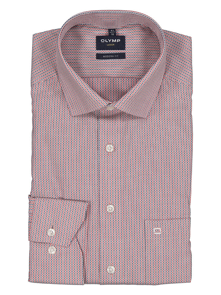 OLYMP Koszula "Luxor" - Modern fit - w kolorze niebiesko-czerwonym rozmiar: 40
