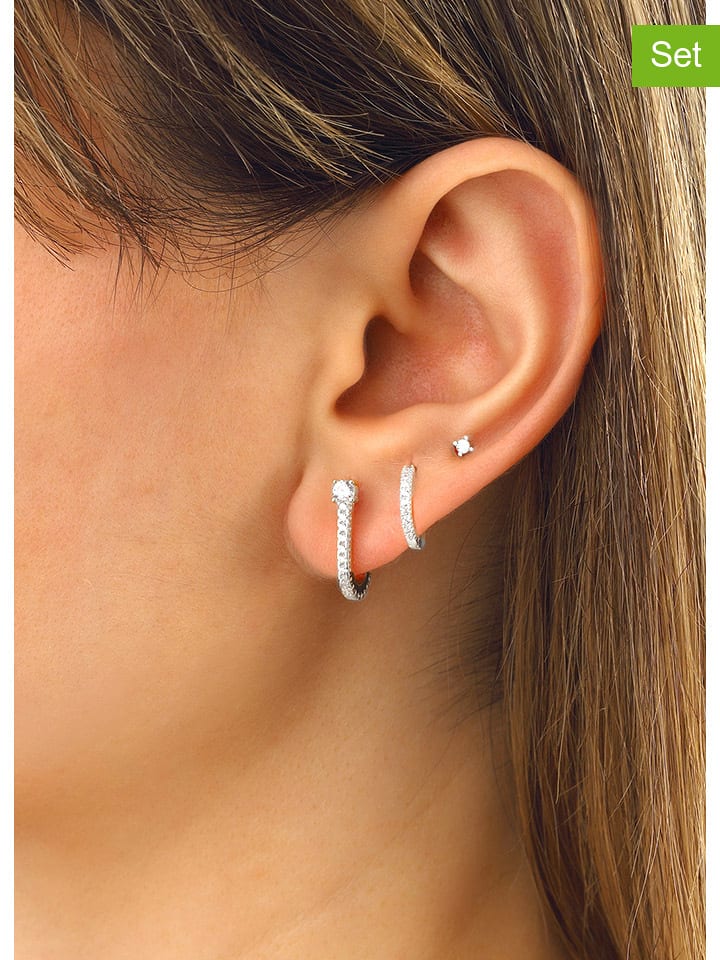 Miu Silver Srebrne kolczyki (3 szt.) z cyrkoniami rozmiar: onesize