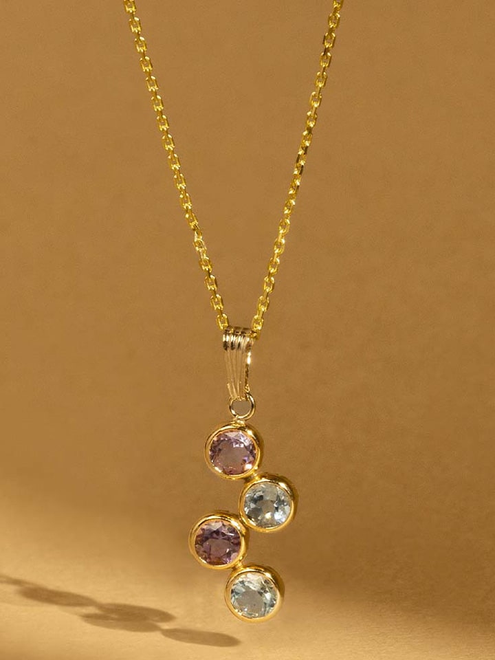 OR ÉCLAT Złota zawieszka "Quadra" z ametystami i topazami rozmiar: onesize