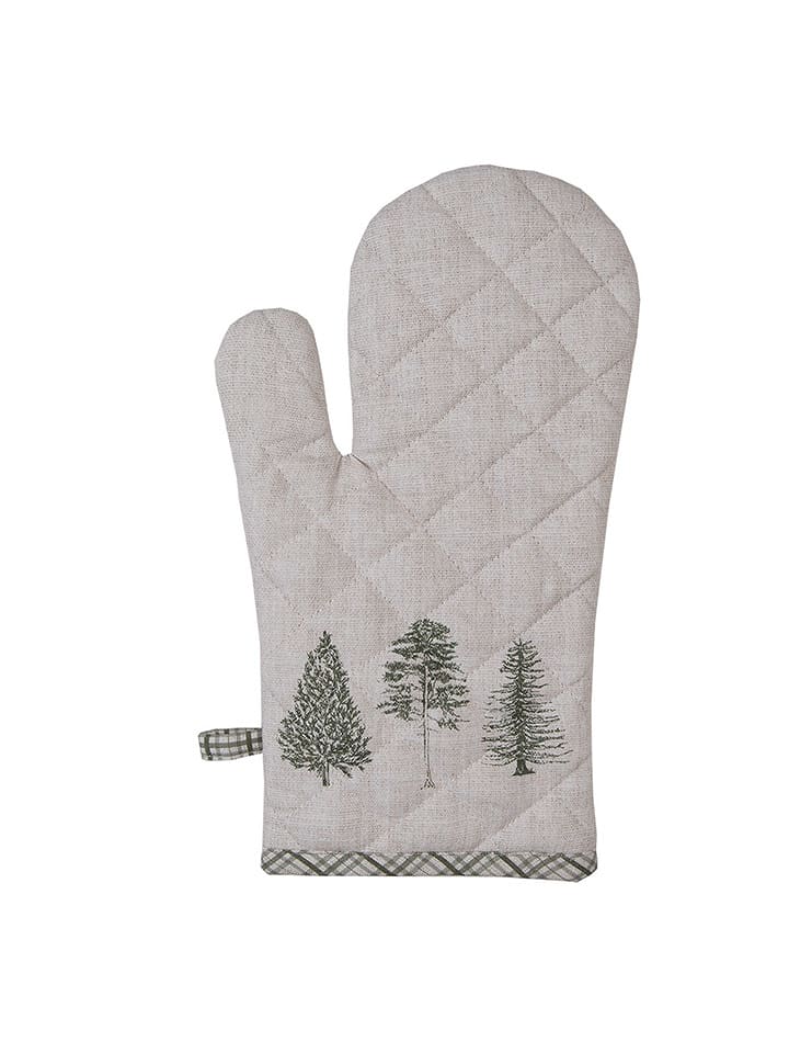Clayre & Eef Rękawica kuchenna w kolorze beżowo-zielonym - 30 x 18 cm rozmiar: onesize