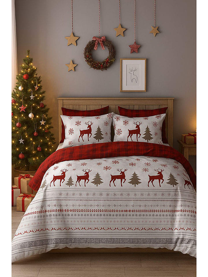 Elizabed Komplet pościeli w kolorze biało-czerwono-szarym rozmiar: 240x220 cm