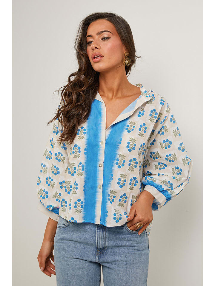 Le Monde du Lin Bluzka w kolorze kremowo-błękitnym rozmiar: 38/40