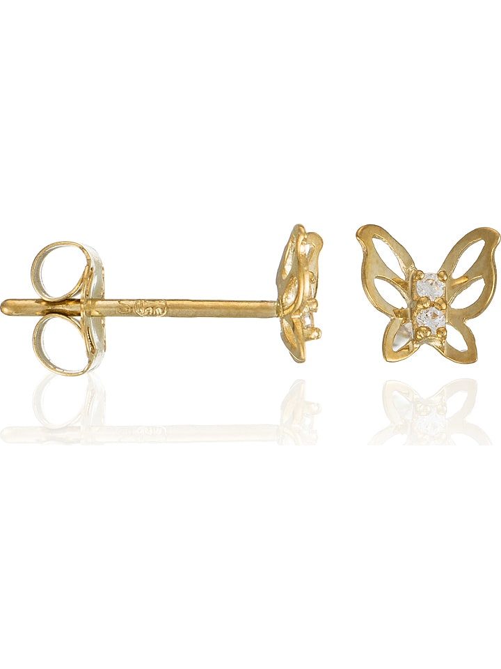 OR ÉCLAT Złote kolczyki-wkrętki "Ilumination" z cyrkoniami rozmiar: onesize