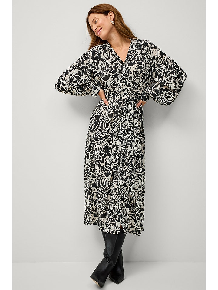 ellos Sukienka "Nessa" w kolorze beżowo-czarnym rozmiar: XL