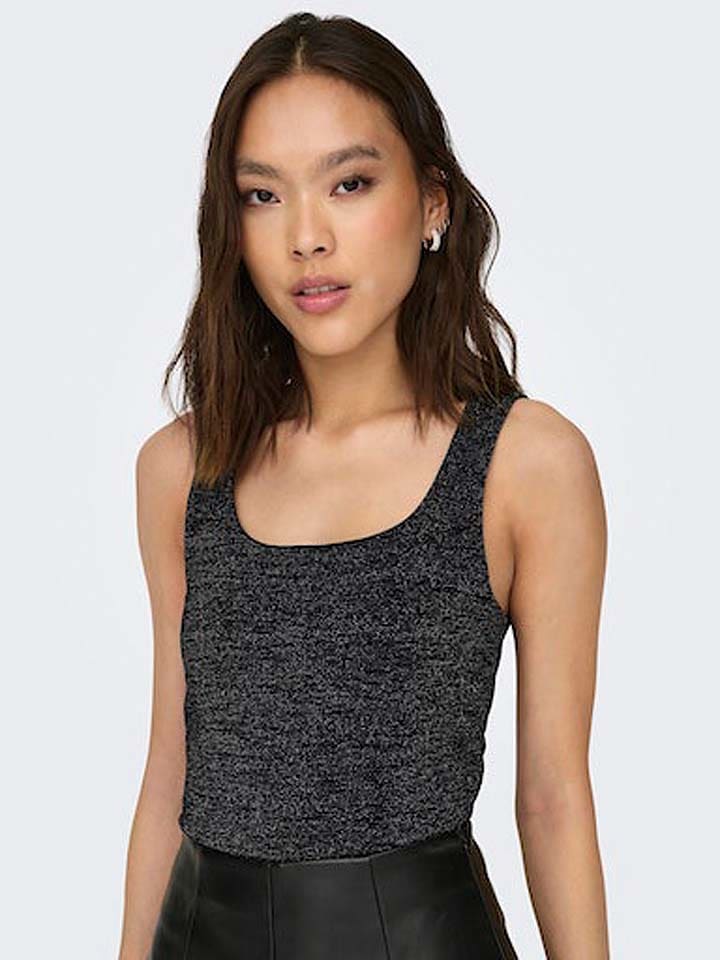 ONLY Top w kolorze srebrno-czarnym rozmiar: M