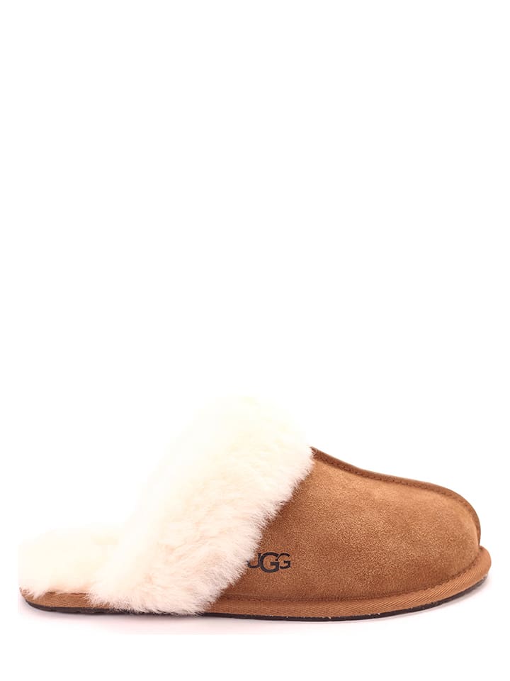 UGG Skórzane kapcie "Scouffette II" w kolorze jasnobrązowym rozmiar: 37