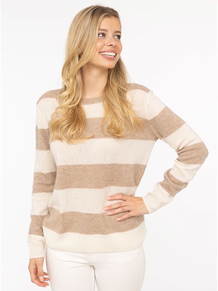 Zwillingsherz Kaszmirowy sweter w kolorze beżowo-kremowym rozmiar: L