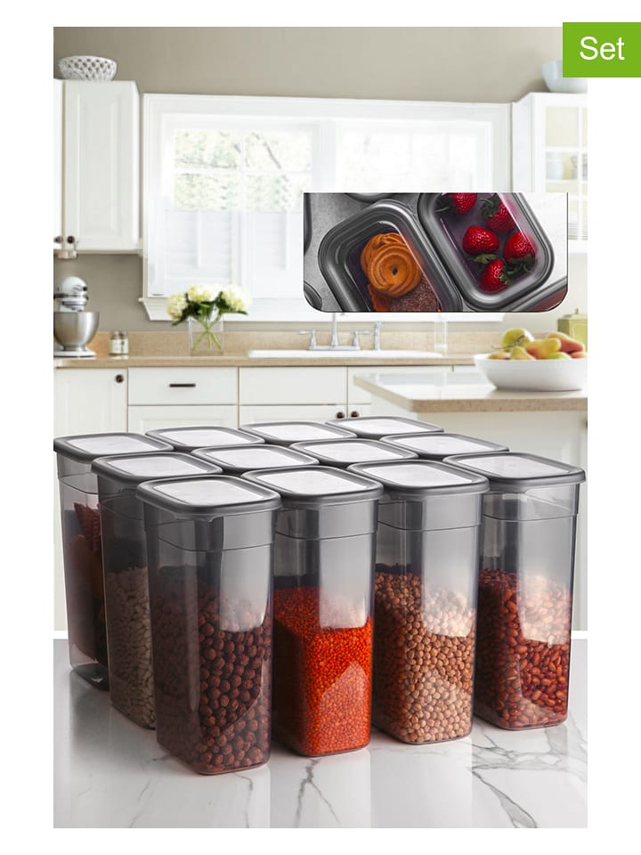 Violeta Home Pojemniki (12 szt.) w kolorze antracytowym - 3,2 l rozmiar: onesize