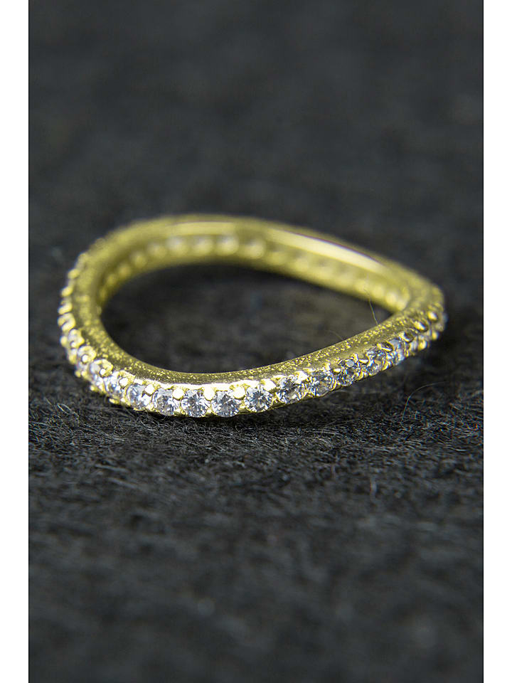 atelier MIU Pozłacany pierścionek z cyrkoniami rozmiar: onesize