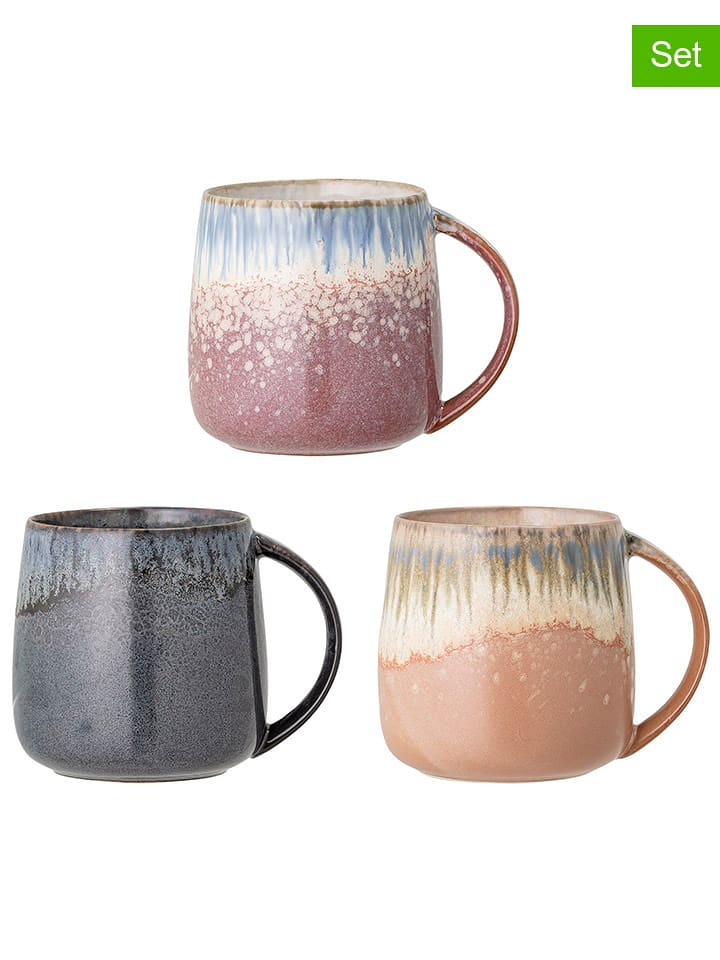 Bloomingville Kubki (3 szt.) "Cloe" ze wzorem - wys. 10 x Ø 9,5 cm rozmiar: onesize