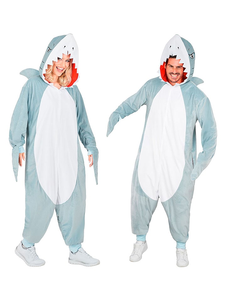 Carnival Party Kombinezon kostiumowy "Shark" w kolorze szaro-białym rozmiar: S/M