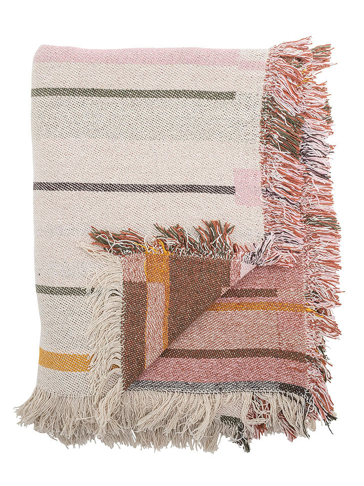 Bloomingville Pled "Toscana" w kolorze kremowo-jasnoróżowym - 160 x 130 cm rozmiar: onesize