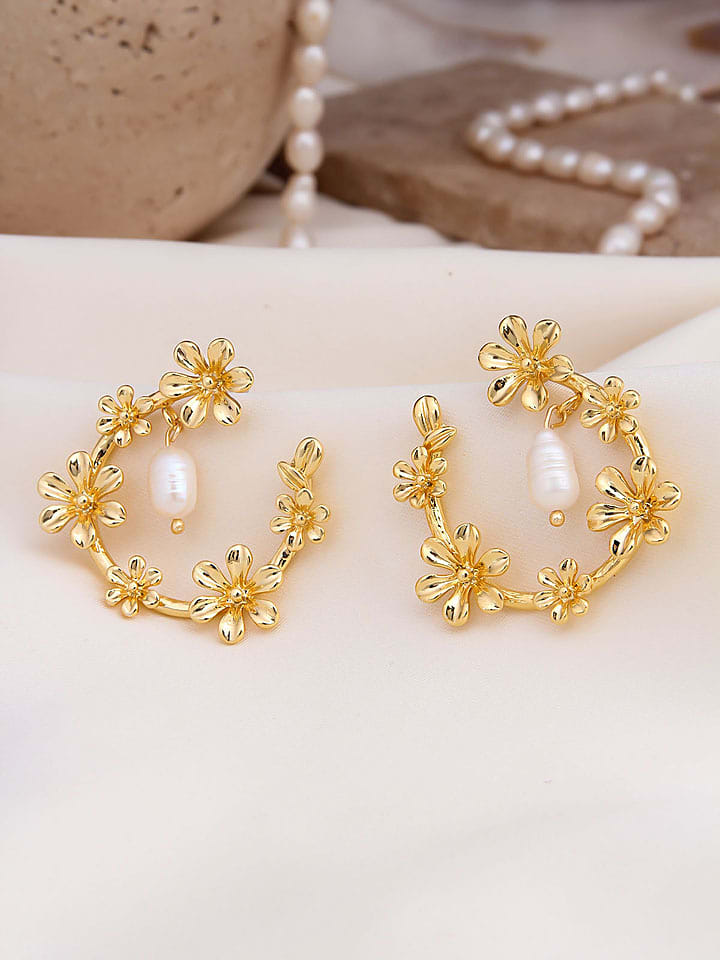 Pierres delicates Pozłacane kolczyki z perłami rozmiar: onesize