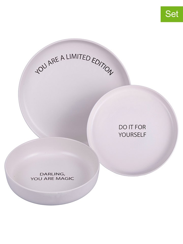 TINTEUNICHE 3-częściowy zestaw talerzy "Motovation" w kolorze białym rozmiar: onesize