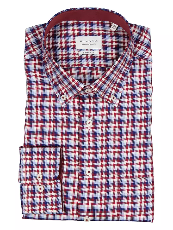 Eterna Koszula - Comfort fit - w kolorze czerwono-niebieskim rozmiar: 44