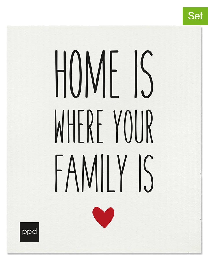 ppd Ściereczki gąbkowe (2 szt.) "Your Family" w kolorze kremowym - 20 x 17 cm rozmiar: onesize