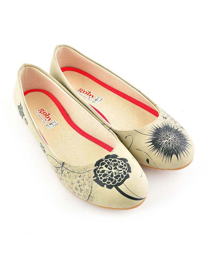 Goby Baleriny w kolorze beżowo-czarnym ze wzorem rozmiar: 38