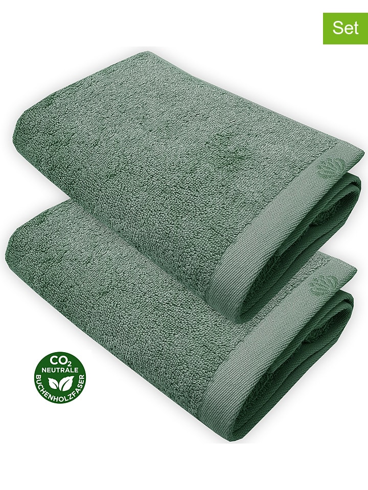 Framsohn Ręczniki kąpielowe (2 szt.) "Deluxe" w kolorze zielonym rozmiar: 67x140 cm