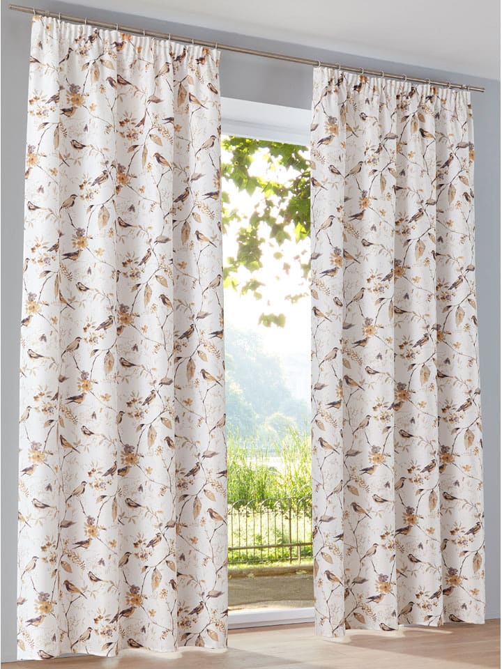 heine home Zasłona dekoracyjna w kolorze biało-jasnobrązowym rozmiar: 245x130 cm