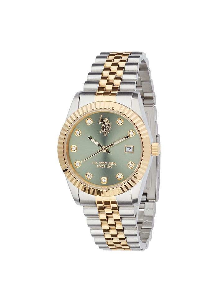 U.S. Polo Assn. Zegarek kwarcowy w kolorze srebrno-złoto-zielonym rozmiar: onesize