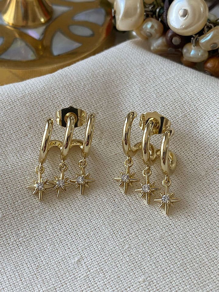 Luseera Pozłacane kolczyki-wkrętki z cyrkoniami rozmiar: onesize