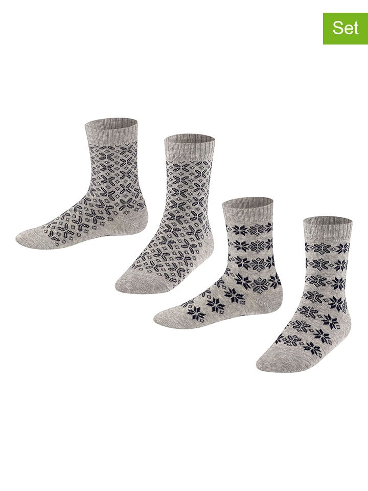 ESPRIT Skarpety (2 pary) "Intarsia" w kolorze szarym rozmiar: 27-30