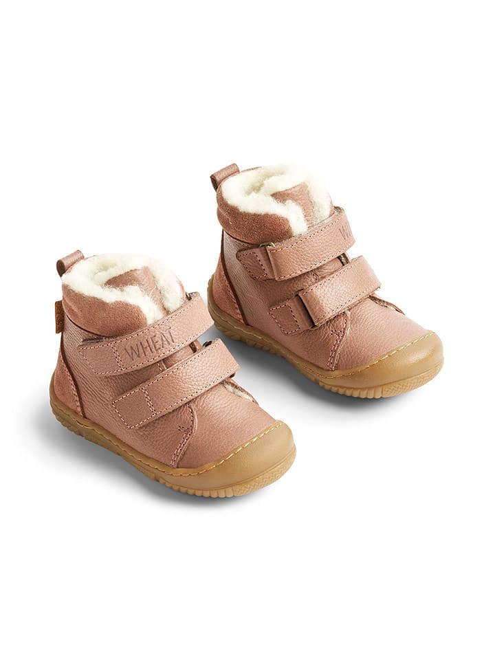 Wheat Skórzane botki zimowe w kolorze jasnoróżowym rozmiar: 23
