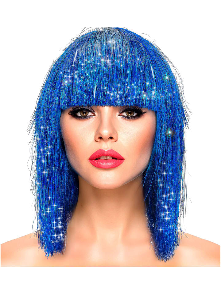 Carnival Party Peruka "Glitzy" w kolorze niebieskim rozmiar: onesize