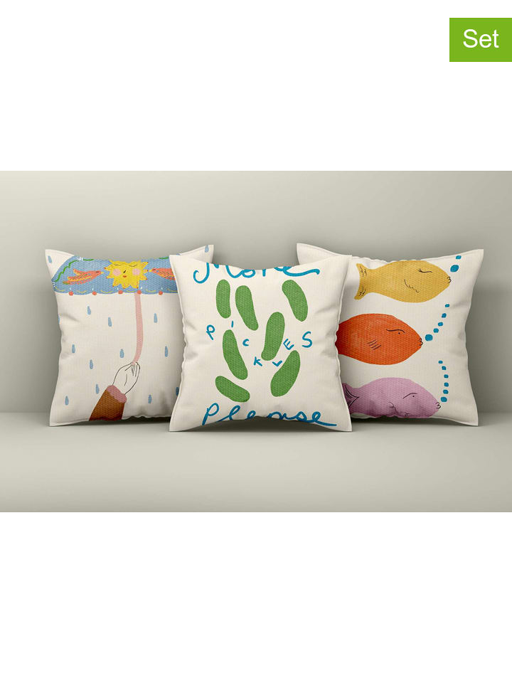 Wallity Poszewki (3 szt.) w kolorze kremowym ze wzorem na poduszkę rozmiar: 43x43 cm